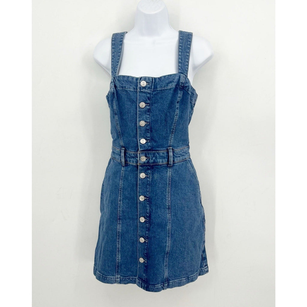 PAIGE Women's Maddy Denim Tank Dress Size 10 Delia Blue Button Front Revolve NWT