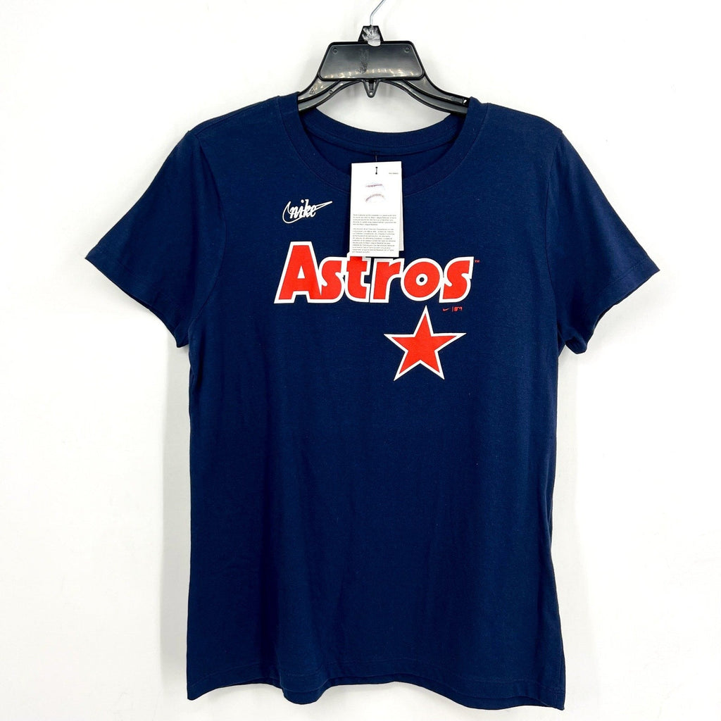 NIKE Women Houston Astros Tee Medium Navy Blue Cooperstown Wordmark NWT