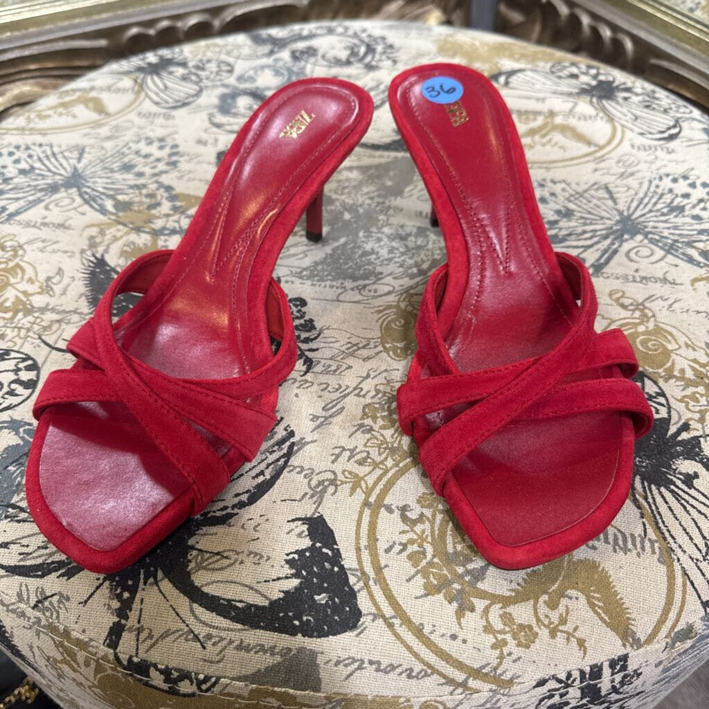 Zara NEW Suede Slide Heels SHOES 36