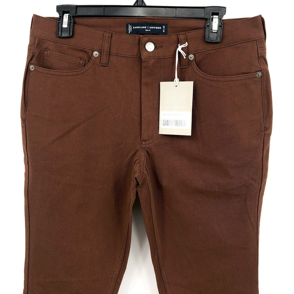 EVERLANE Men's Performance Pants 33x34 Brown Slim Fit Uniform 5-Pocket NWT