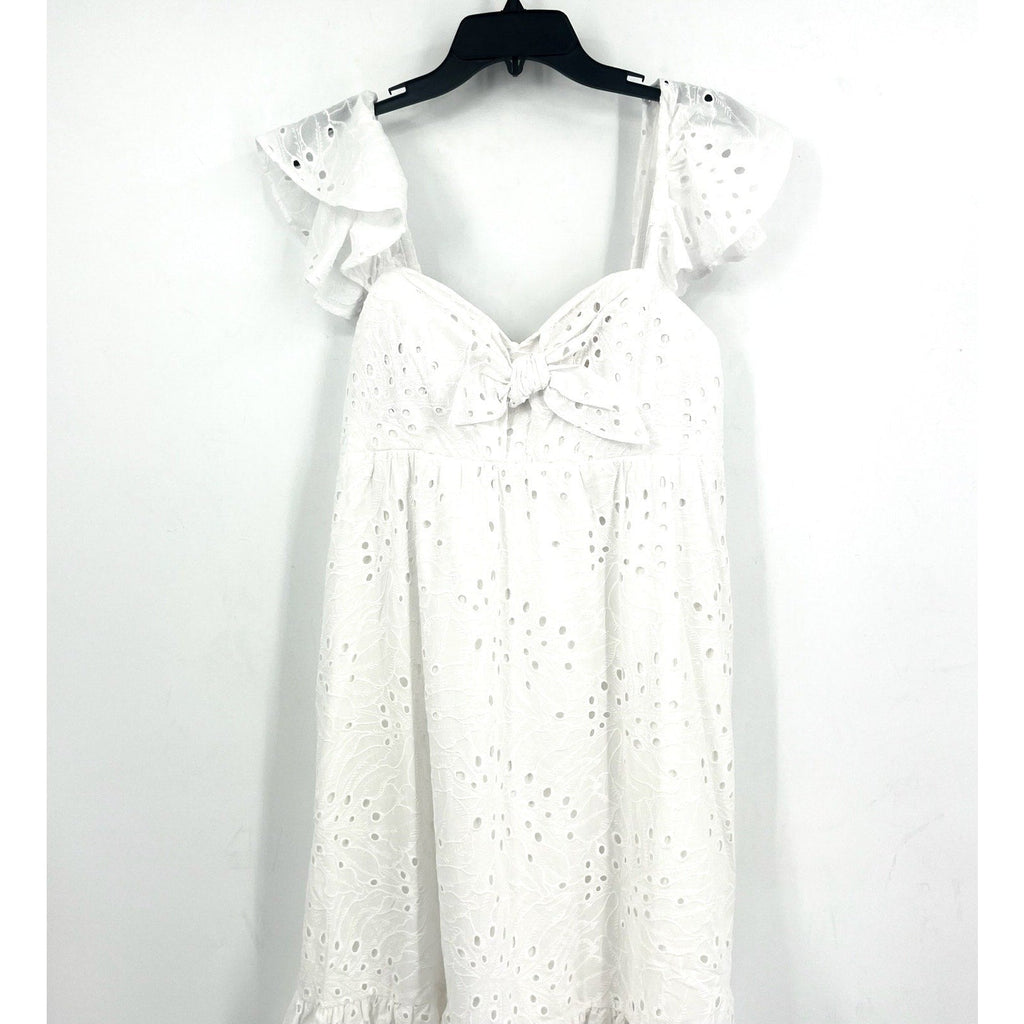 LILLY PULITZER Lantana Eyelet Midi Dress Size 10 Resort White Flutter Sleeve NWT