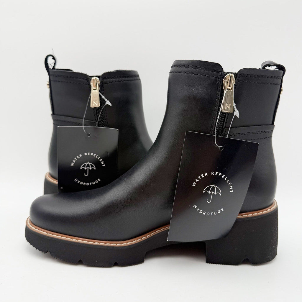 Naturalizer Women Darry Ankle Boots 6.5 Narrow Black Leather Water Repellent NIB