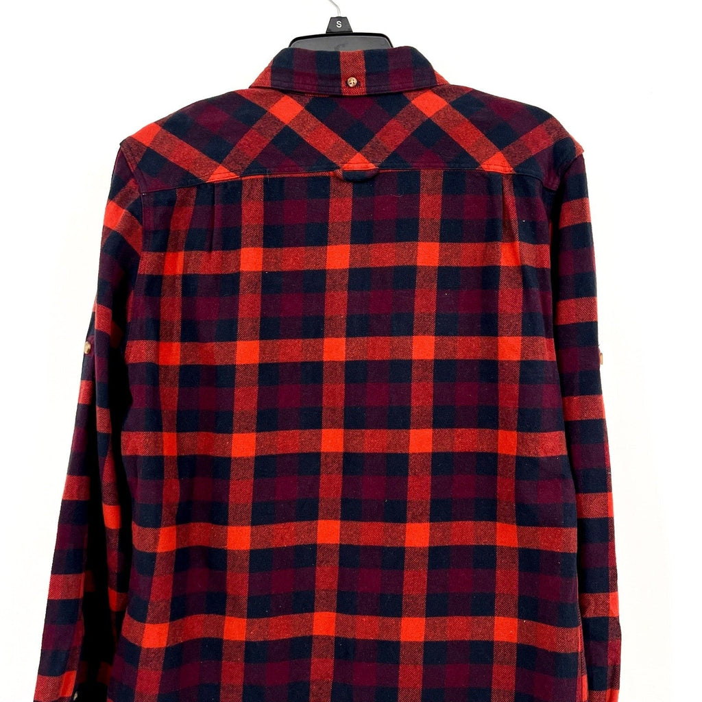 FJALLRAVEN Men's Skog Flannel Shirt Medium Slim Fit Navy Blue Red Plaid NWT