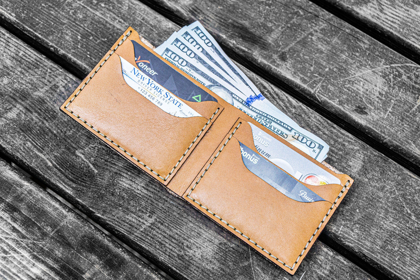 No.48 Personalized Handmade Leather Wallet - Undyed Leather