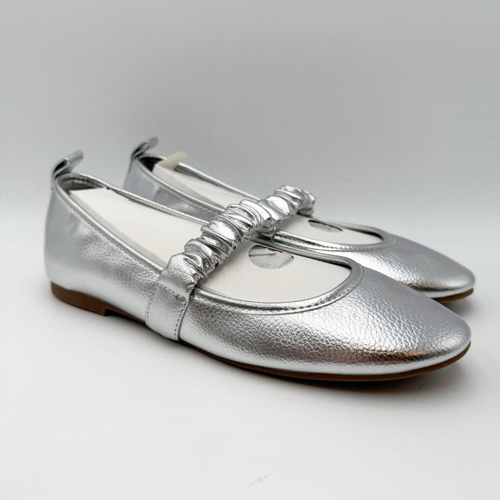 MIA Womens Uliana Ballet Flats Size 8.5 M EU 39 Silver Leather NWOB