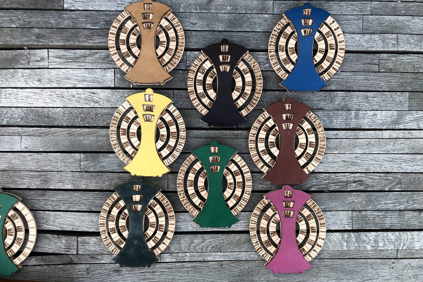 Desktop Perpetual Calendar Leather - Wood