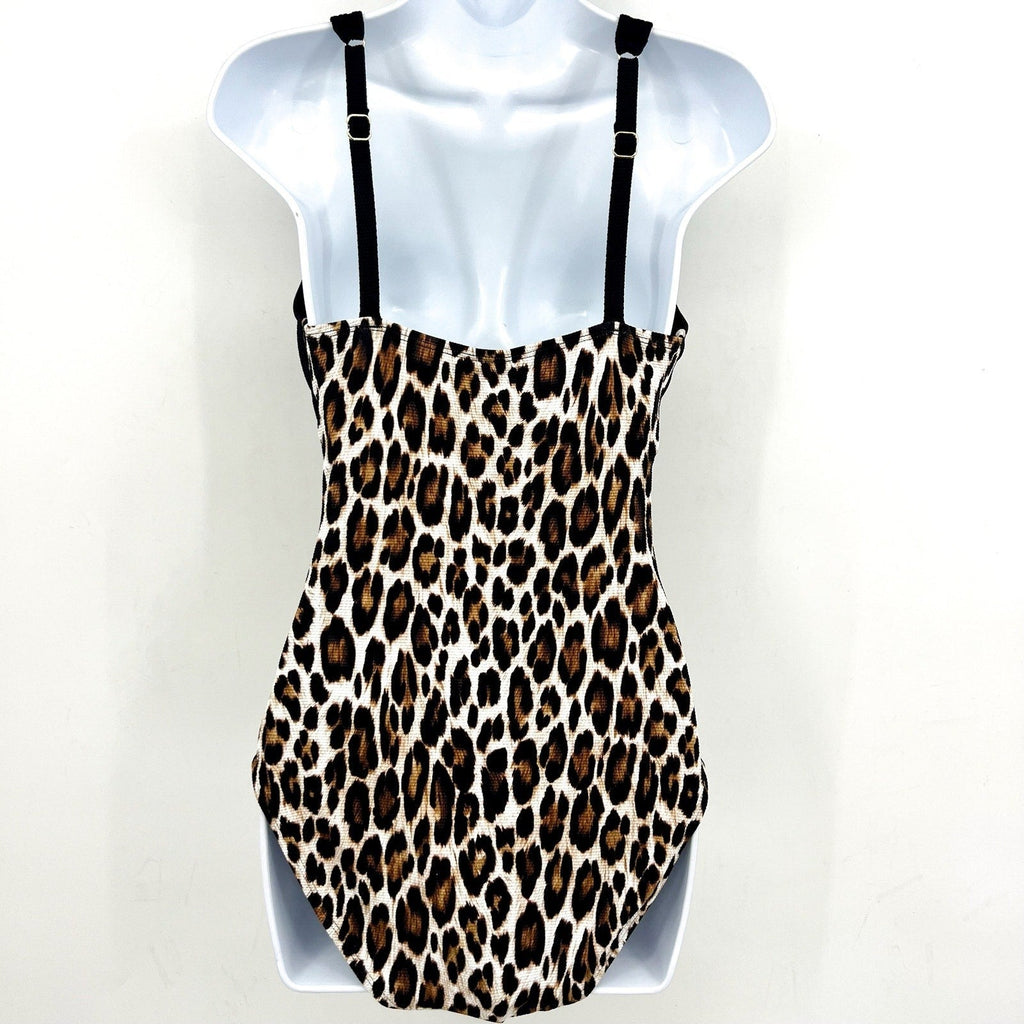 TOMMY BAHAMA Island Cays Leopard One-Piece Swimsuit Size 10 Black Tan NWT