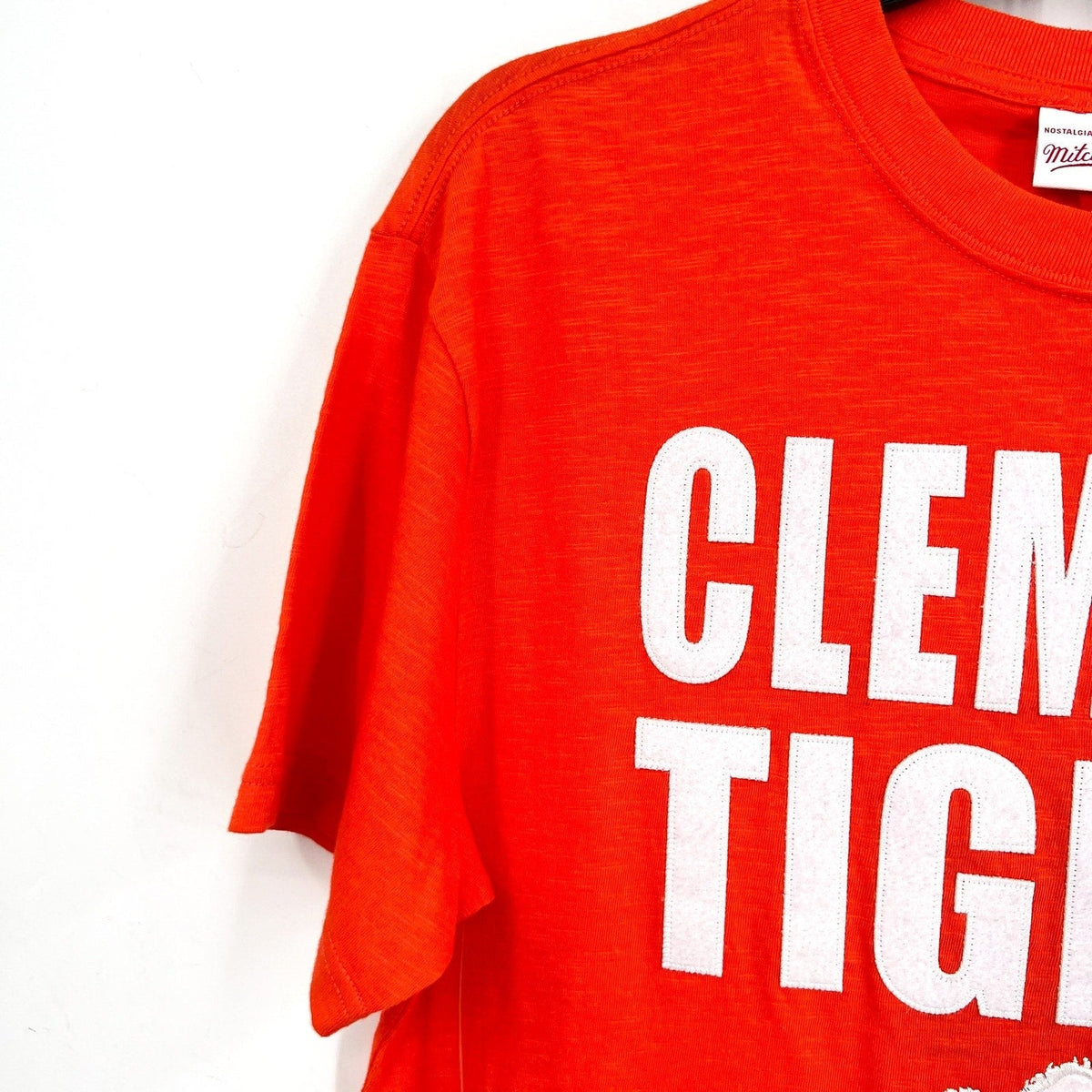 MITCHELL & NESS Mens NCAA Clemson Tigers Embroidered Tee Small Orange NWT