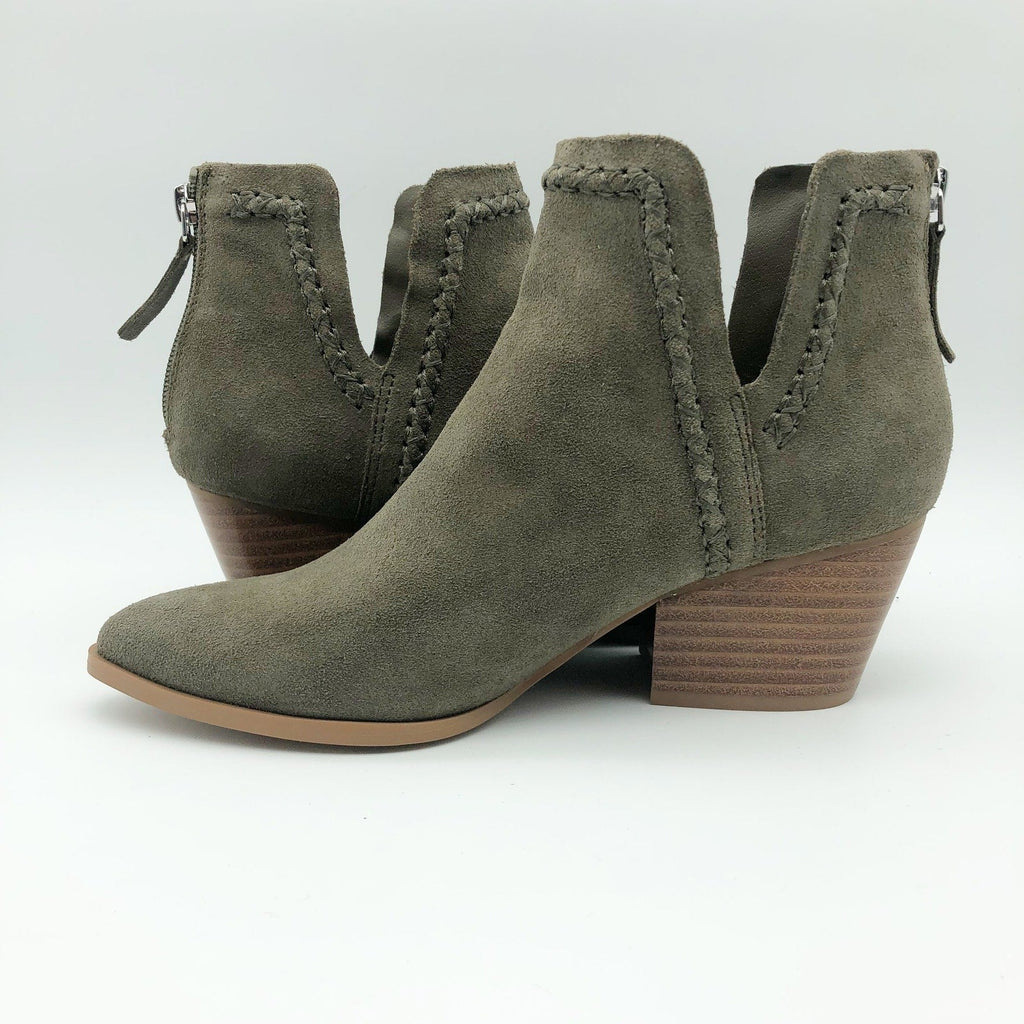 Dolce Vita Womens Dylan Ankle Booties Size 8 Green Textured Heel Suede NWOB