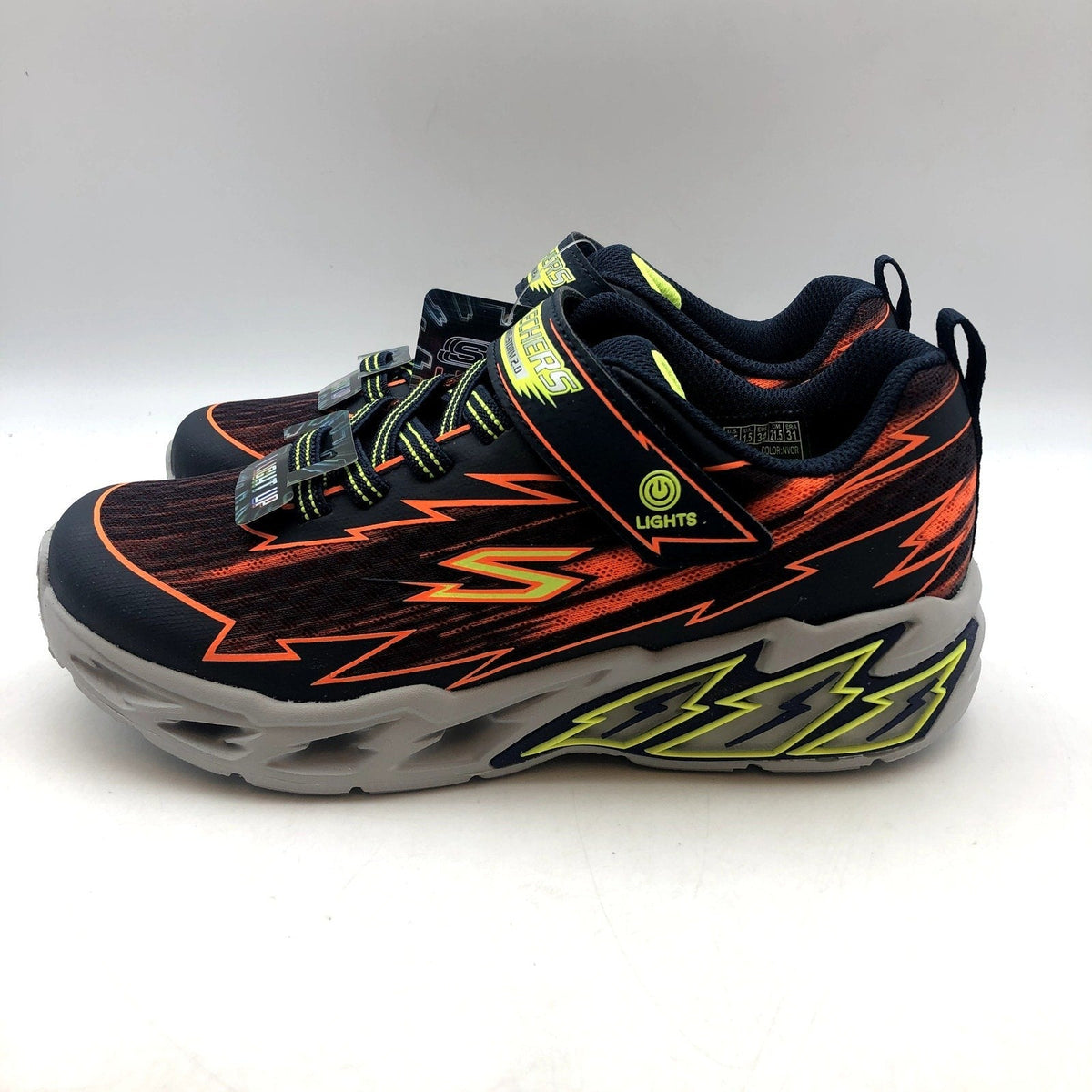 SKECHERS Boys Light Storm 2.0 Sneakers Bolt Brights Size 11 Orange Green NIB