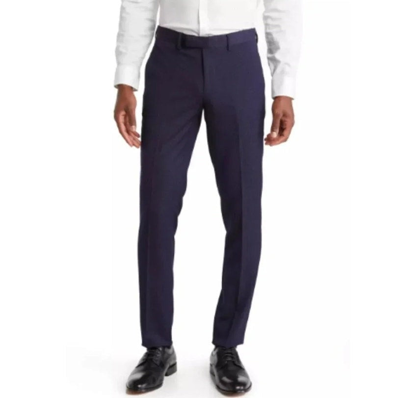 SOUL OF LONDON Men's Slim Fit Suit Dress Pants Size 40R Navy Blue Flat Front NWT
