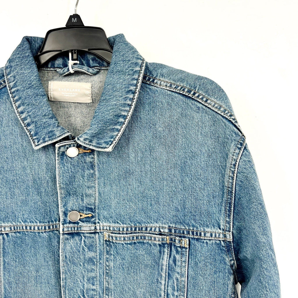 EVERLANE Unisex Everyone Denim Jacket Small Broken in Blue Organic Cotton NWT
