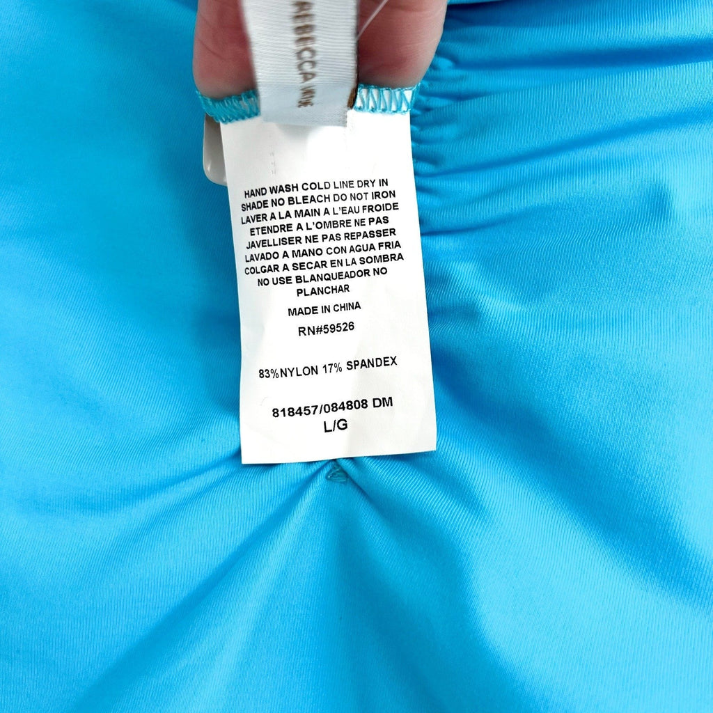 BECCA Women's Garden of Eden Shirred Hipster Bikini Bottom Large Pool Blue NWT