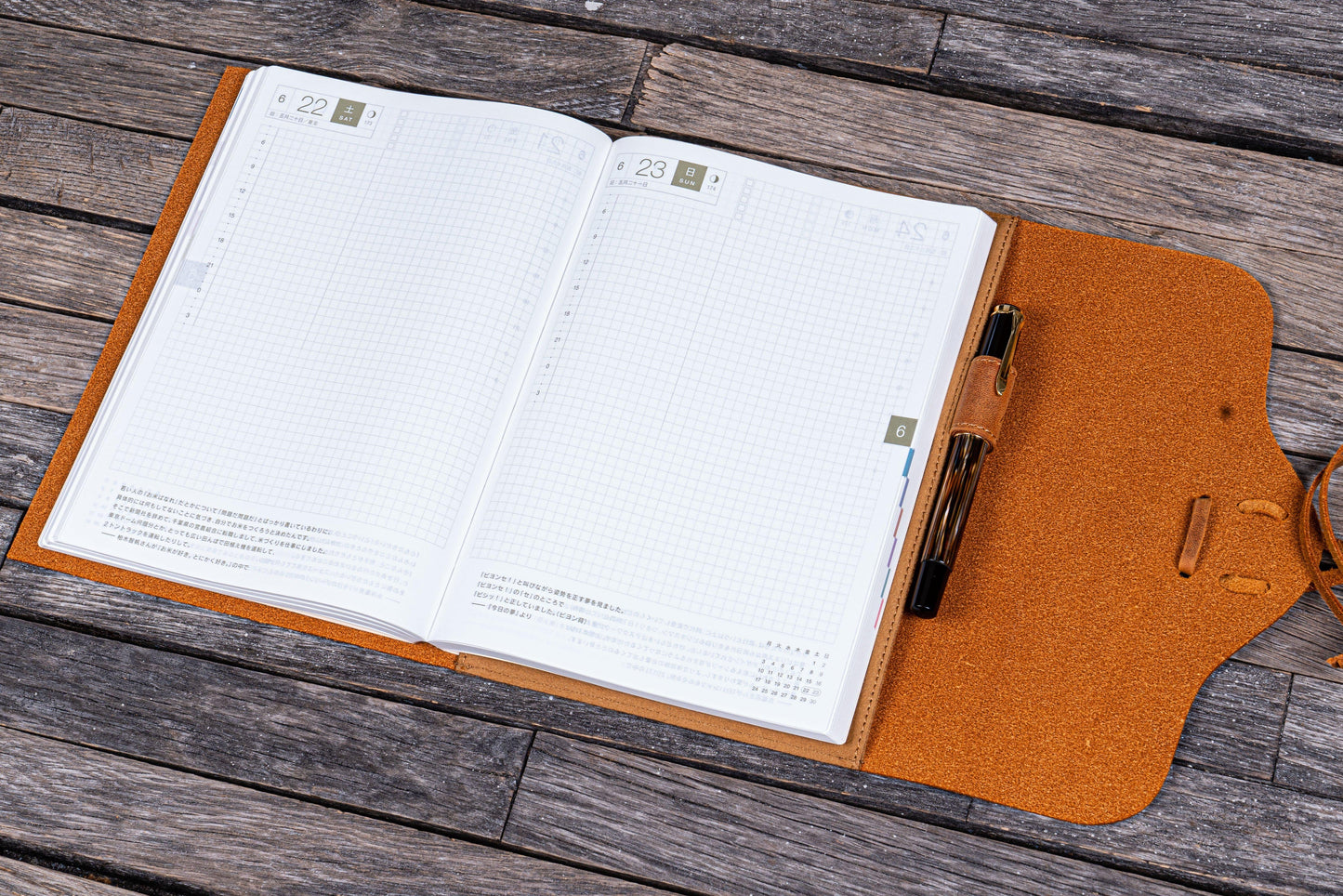 Refillable Leather Wrap Journal / Planner Cover - Crazy Horse Brown