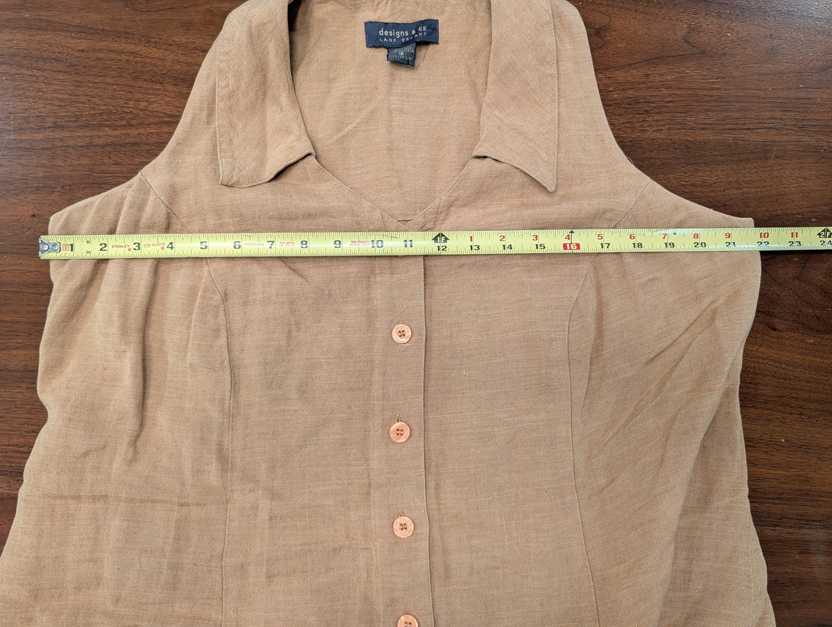 Vintage Lane Bryant Linen Button-Front Midi Dress - 16