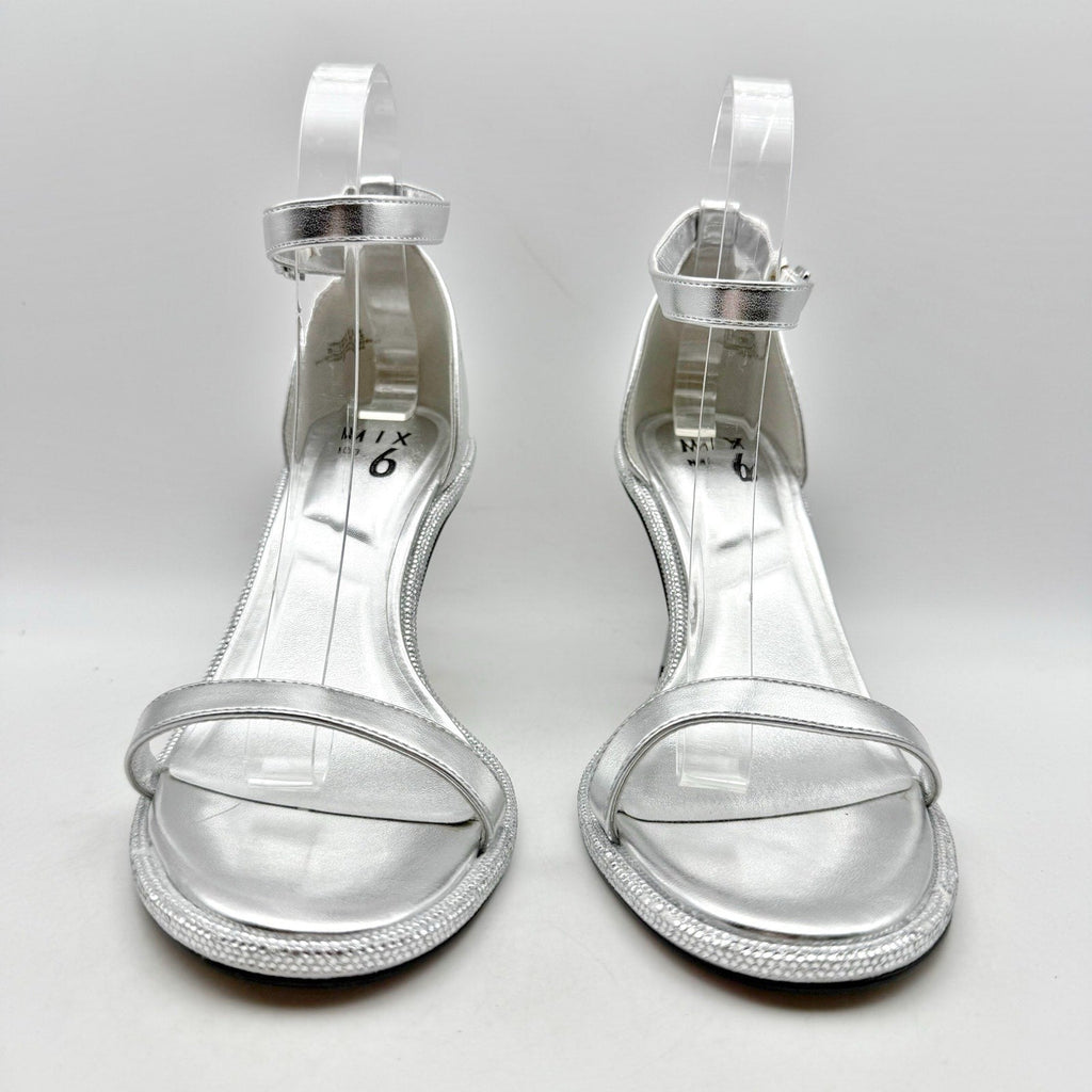 Mix No. 6 Womens Boniti Heeled Sandals Size 8.5 Wide EU 38.5 Silver NWOB