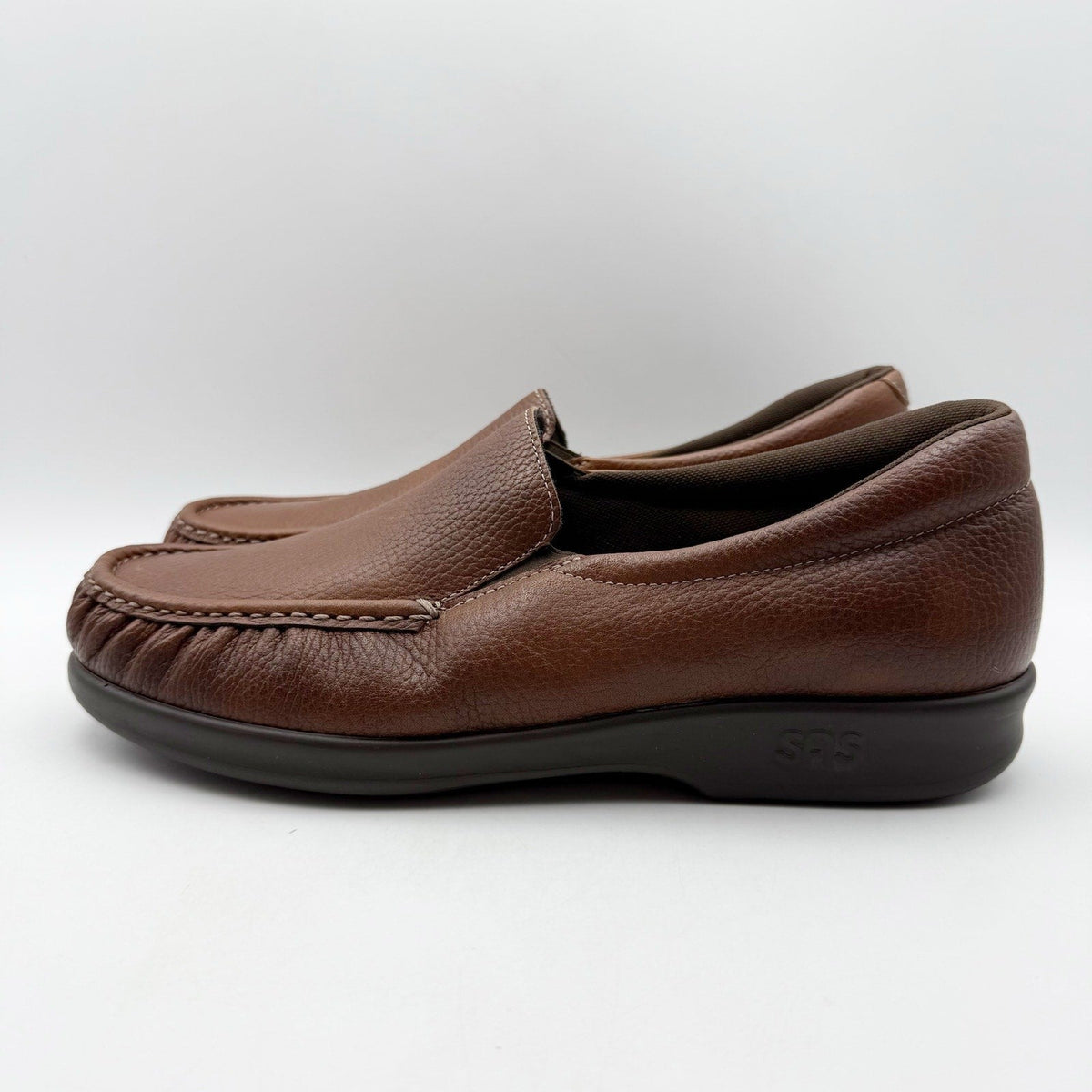SAS Womens Twin Slip On Walking Shoes Size 10.5 Narrow EU 41 Brown Leather NIB