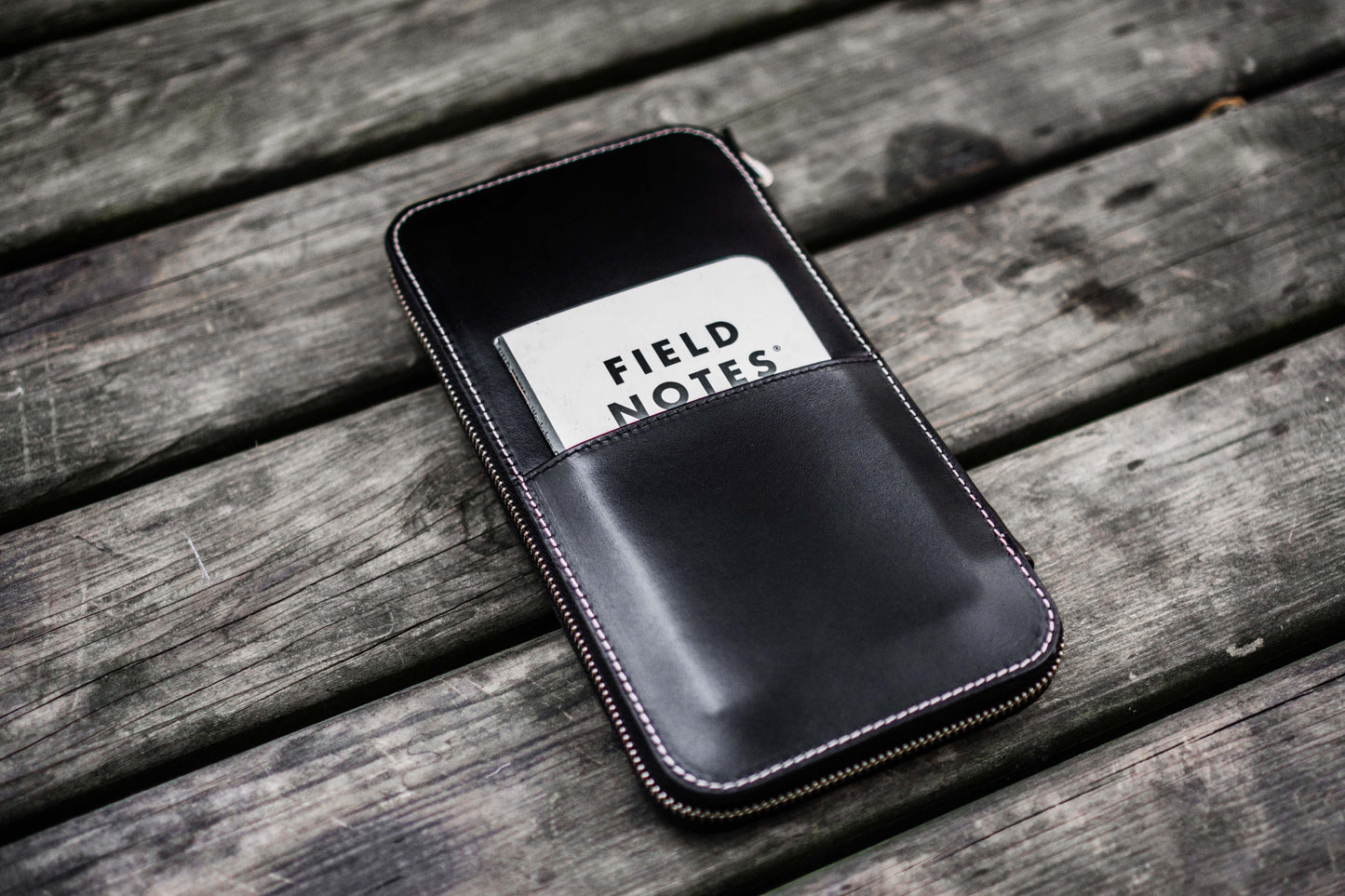 Leather Zippered Hobonichi Weeks Mega Cover - Black