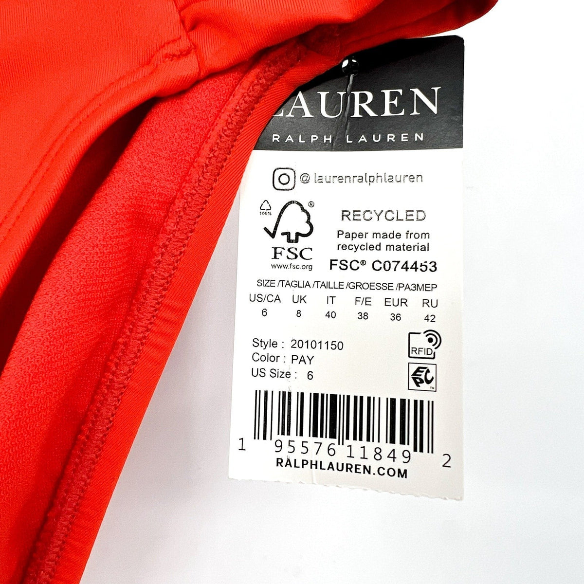 LAUREN RALPH LAUREN Beach Club Hipster Bikini Bottom Size 6 Orange Shirred NWT