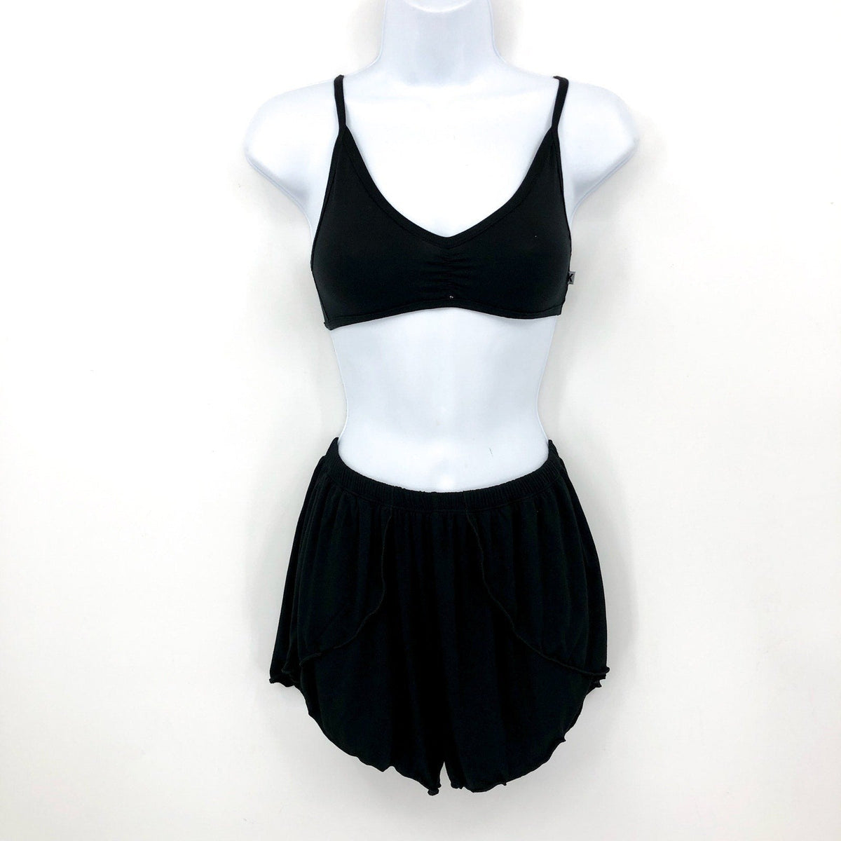 KICKEE PANTS Sleeping Bra Shorts & Duster Robe Set Small Black Midnight NWT