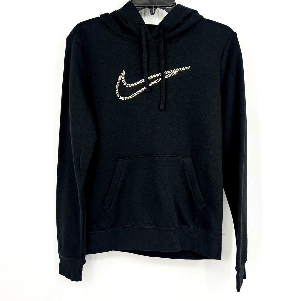 Nike Womens Sportswear Club Premium Hoodie XS Black Loose Shine Sweatshirt NWT