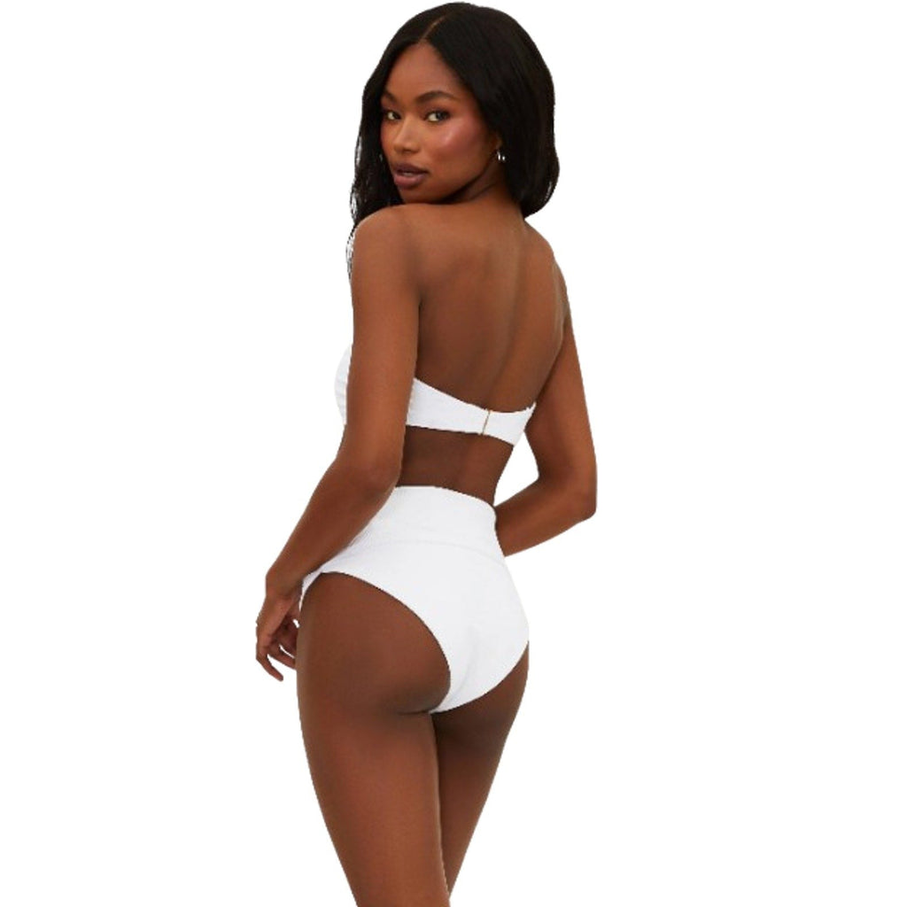 BEACH RIOT Women's Highway Bikini Bottom Large White Ribbed Knit NWT