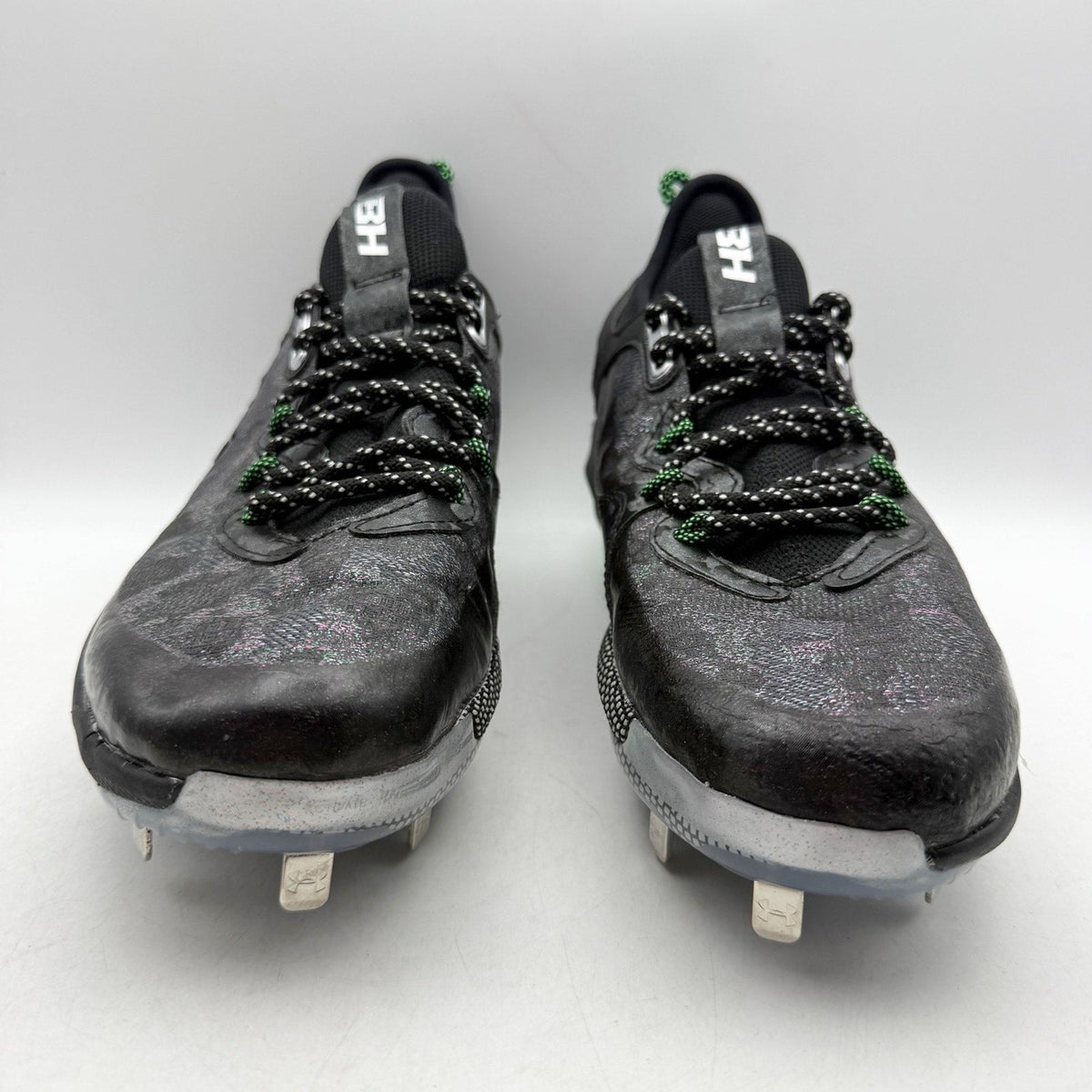 Under Armour Mens Harper 8 Low ST Metal Baseball Cleats Size 12 Black Green NWOB
