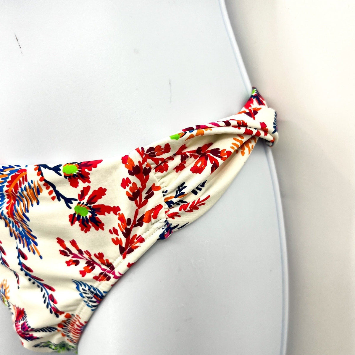 LAUREN RALPH LAUREN Fleurette Hipster Bikini Bottom Size 8 White Twist Side NWT