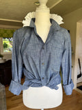 Banana Republic Denim Chambray with polka dot collar Long Sleeve - Medium