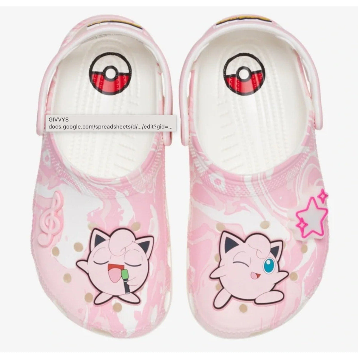 Crocs Classic Pokemon Jigglypuff Clogs Mens 12 EU 46-47 Pink White NIB