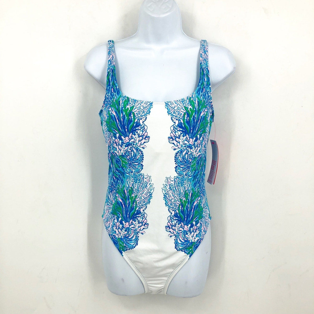 LILLY PULITZER Brin Scoopneck One-Piece Swimsuit Size 14 Blue Las Olas Aqua NWT