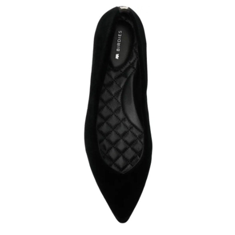 Birdies Womens The Goldfinch 15 Ballet Flat Size 7 Black Suede Pointed Toe NWOB