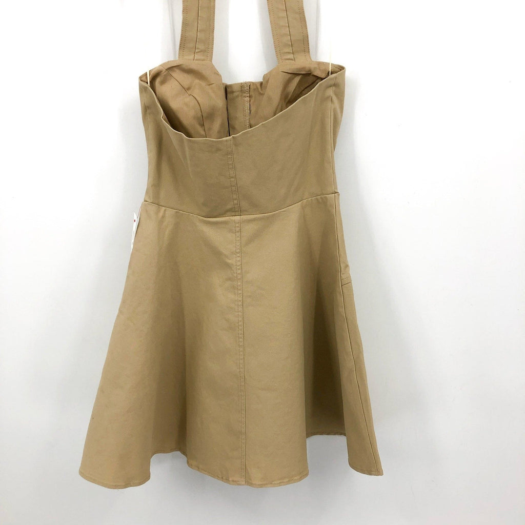BARDOT Womens Lee Halter Utility Dress Beige MEDIUM US 6