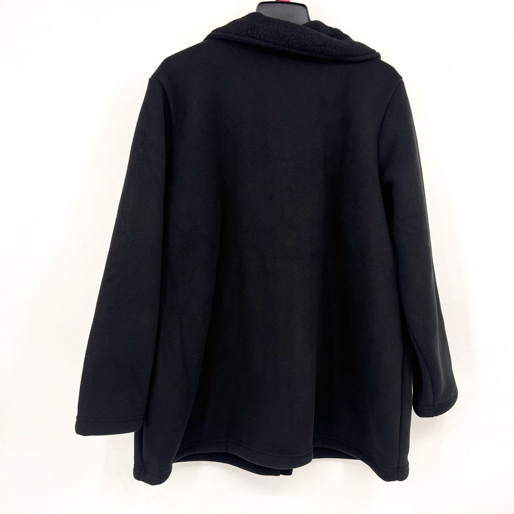DENIM & CO. Women's Fleece Bonded Sherpa Jacket XL Petite Black NWOT