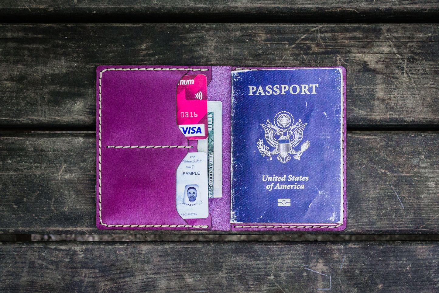 No.06 Leather Passport Holder - Purple