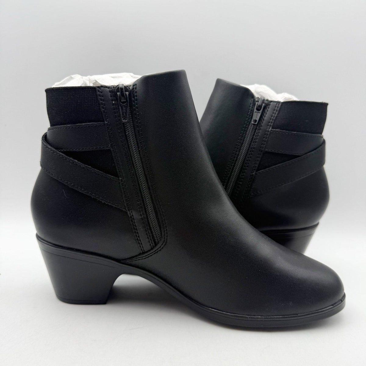 Clarks Womens Emily2 Lux Ankle Boots Size 8.5 EU 39.5 Black Leather Booties NIB