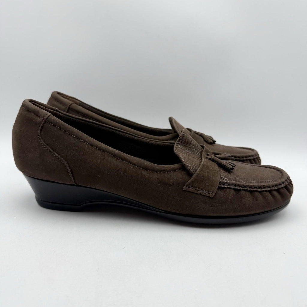 SAS Womens Taylor Wedge Loafers Size 12 M EU 42.5 Brown Leather NIB