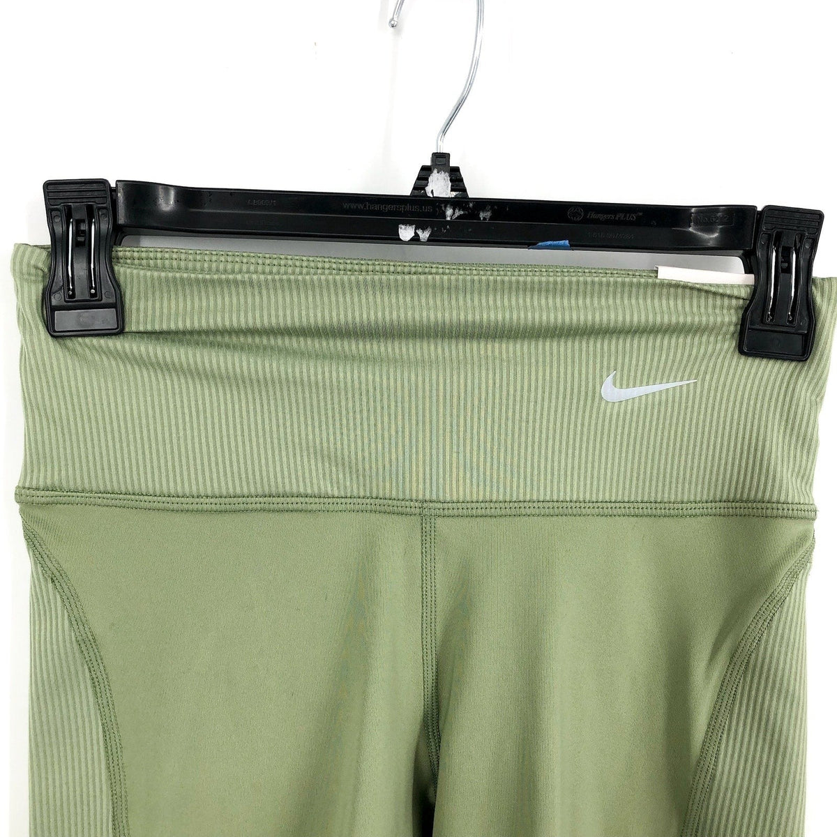 NIKE Womens Tight Athletic Running Shorts XS Olive Green Mid-Rise Ribbed NWT