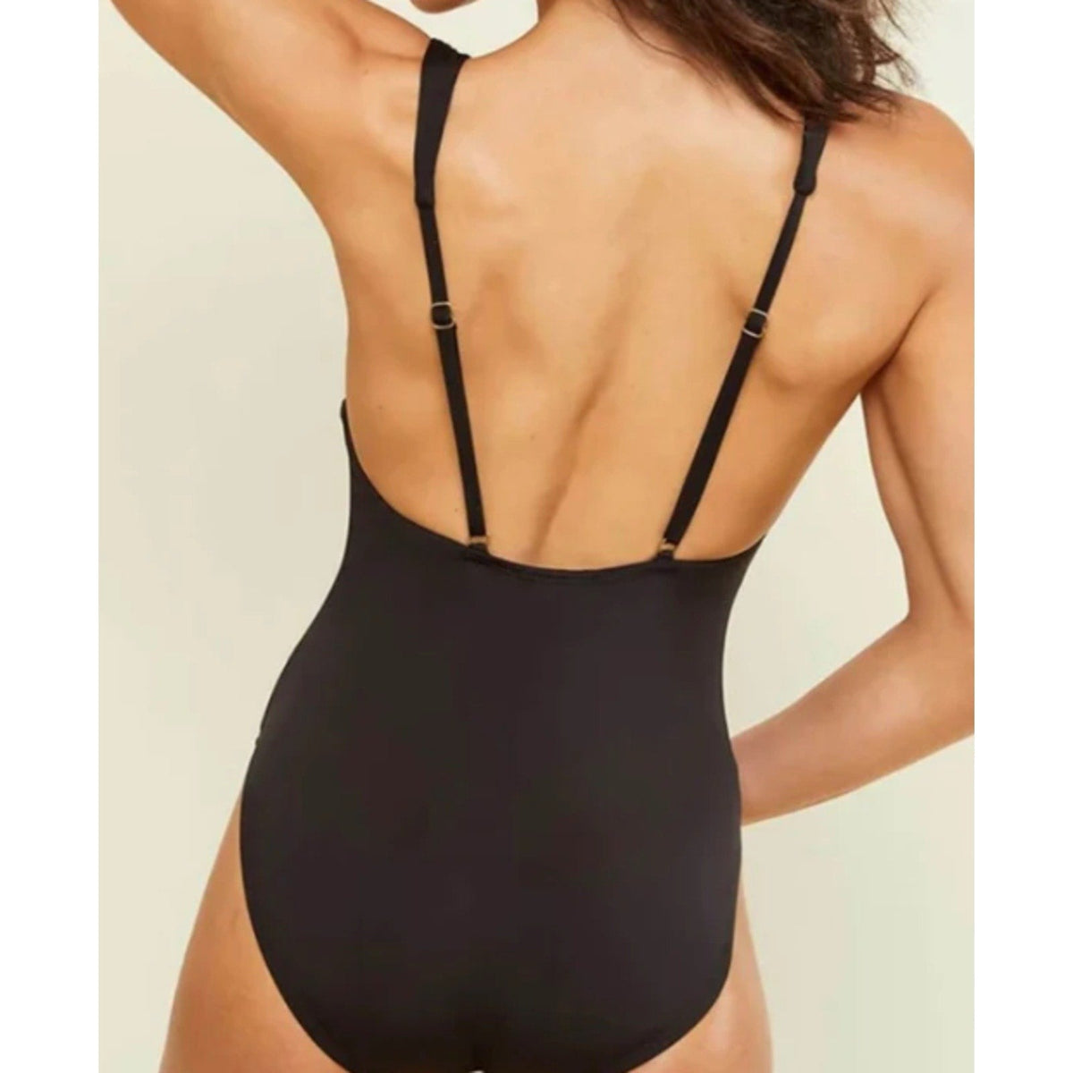 ANDIE SWIM Sardinia One Piece Swimsuit Small Tall Black Plunge V Neck