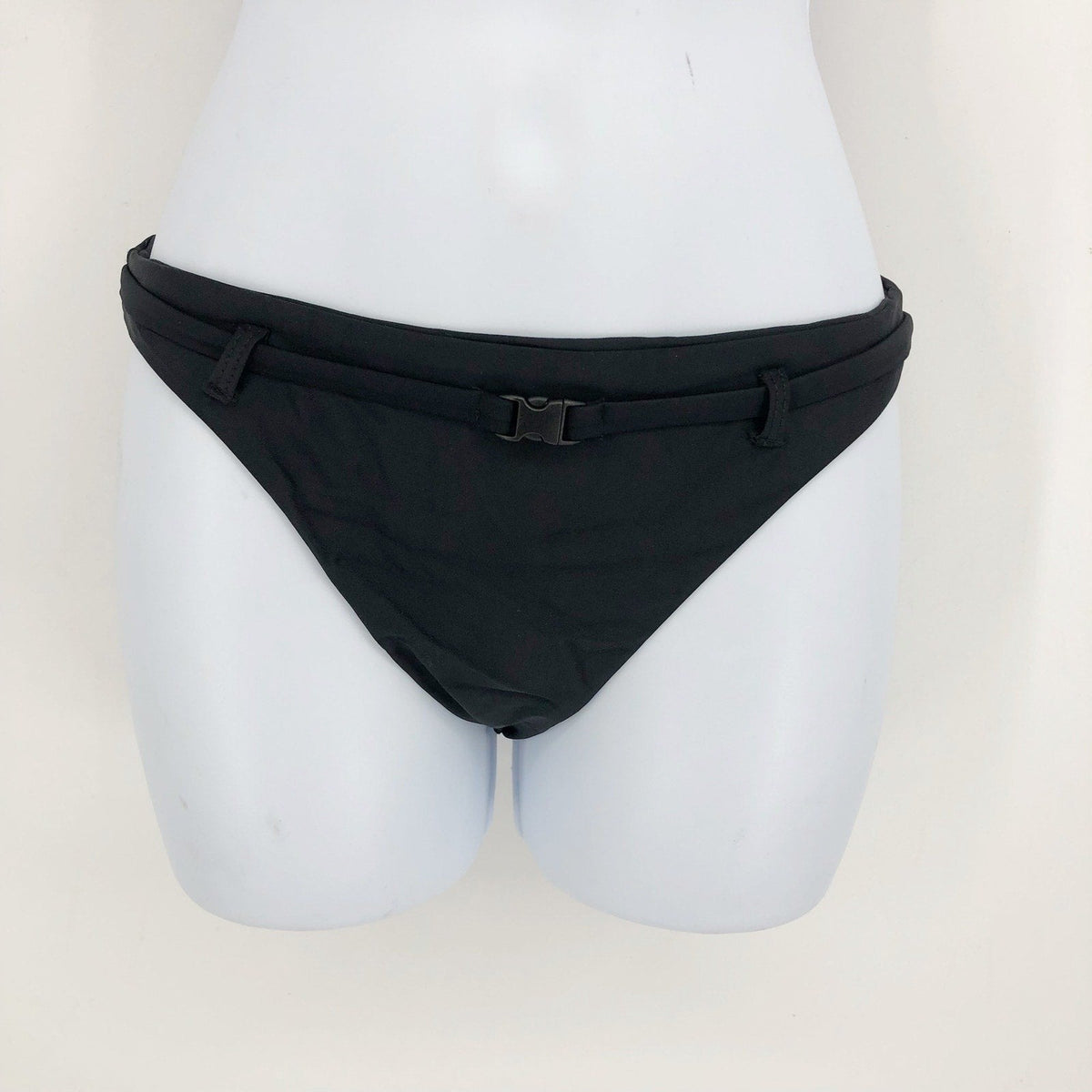 ANDIE SWIM The Riviera Bikini Bottom Small Black Belted Trim Basic NWT