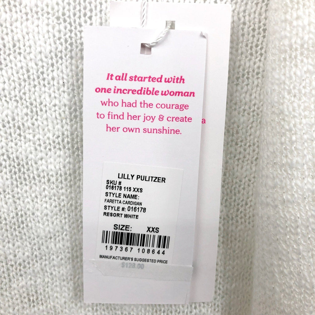 LILLY PULITZER Women's Faretta Cardigan XXS Resort White Open Long Sleeve NWT