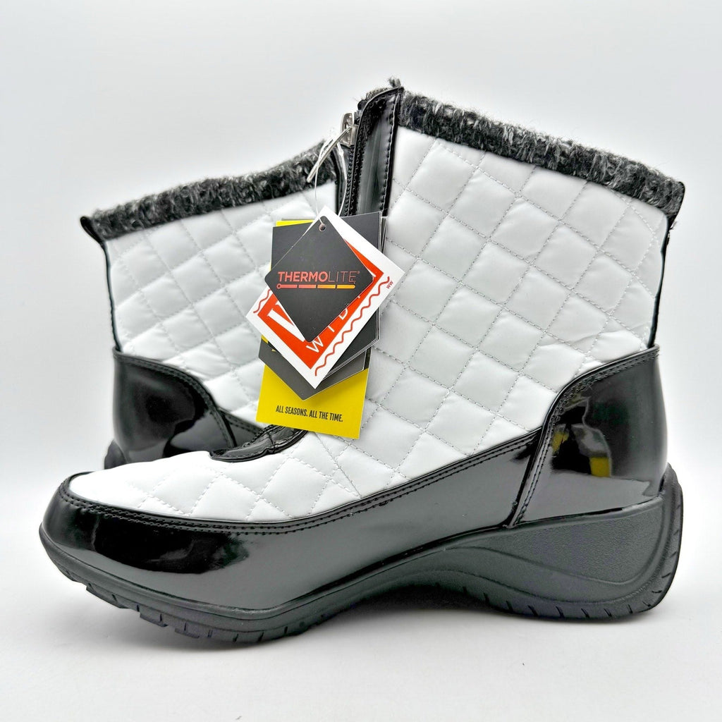 Khombu Womens Megan Snow Boots Size 8.5 Wide White Black Waterproof NIB
