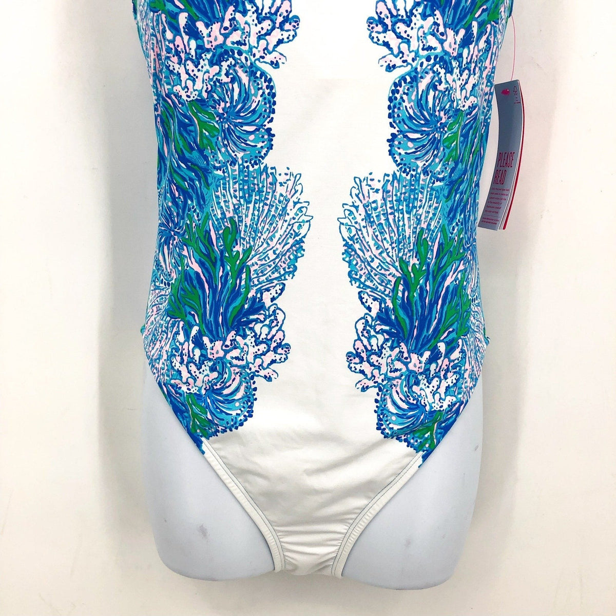 LILLY PULITZER Brin Scoopneck One-Piece Swimsuit Size 14 Blue Las Olas Aqua NWT