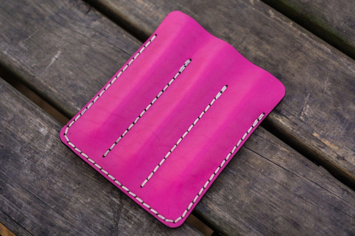 Leather Triple Fountain Pen Case / Pen Pouch - Pink