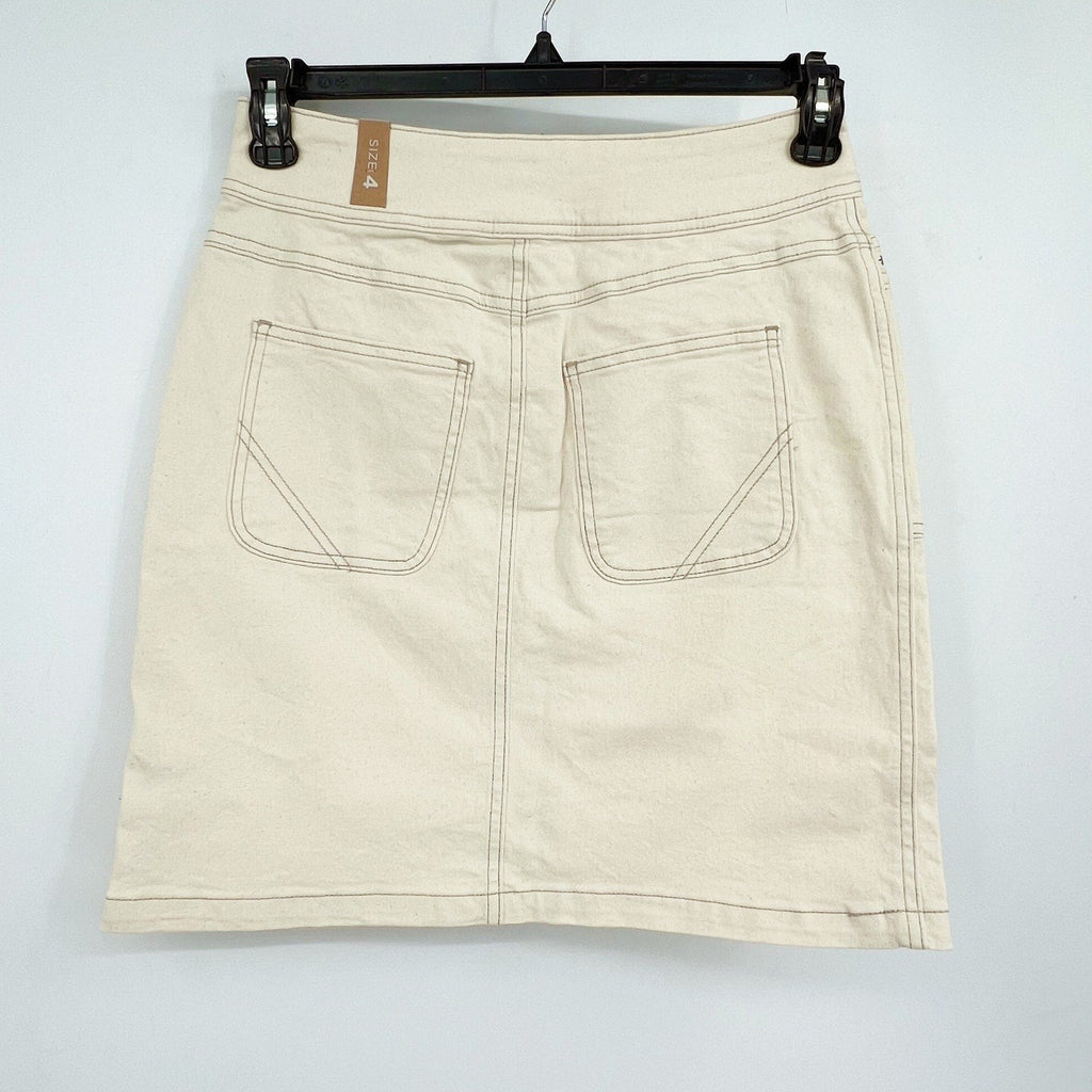 PRANA Womens Broadway Denim Skirt Size 4 Natural Cream Knee Length Stretch NWT