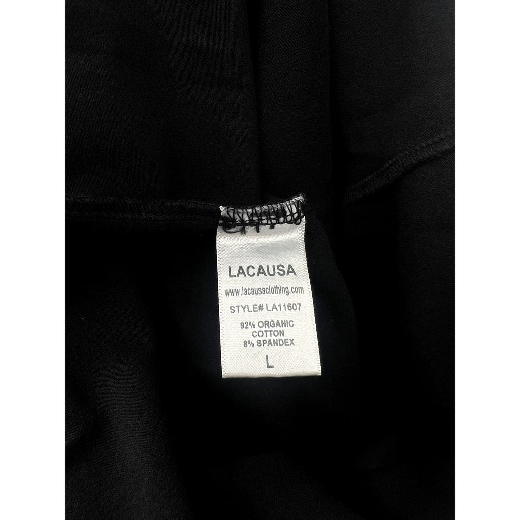 LACAUSA ANTHROPOLOGIE Womens Dawn Bodysuit Large Black Tar Short Sleeve NWT