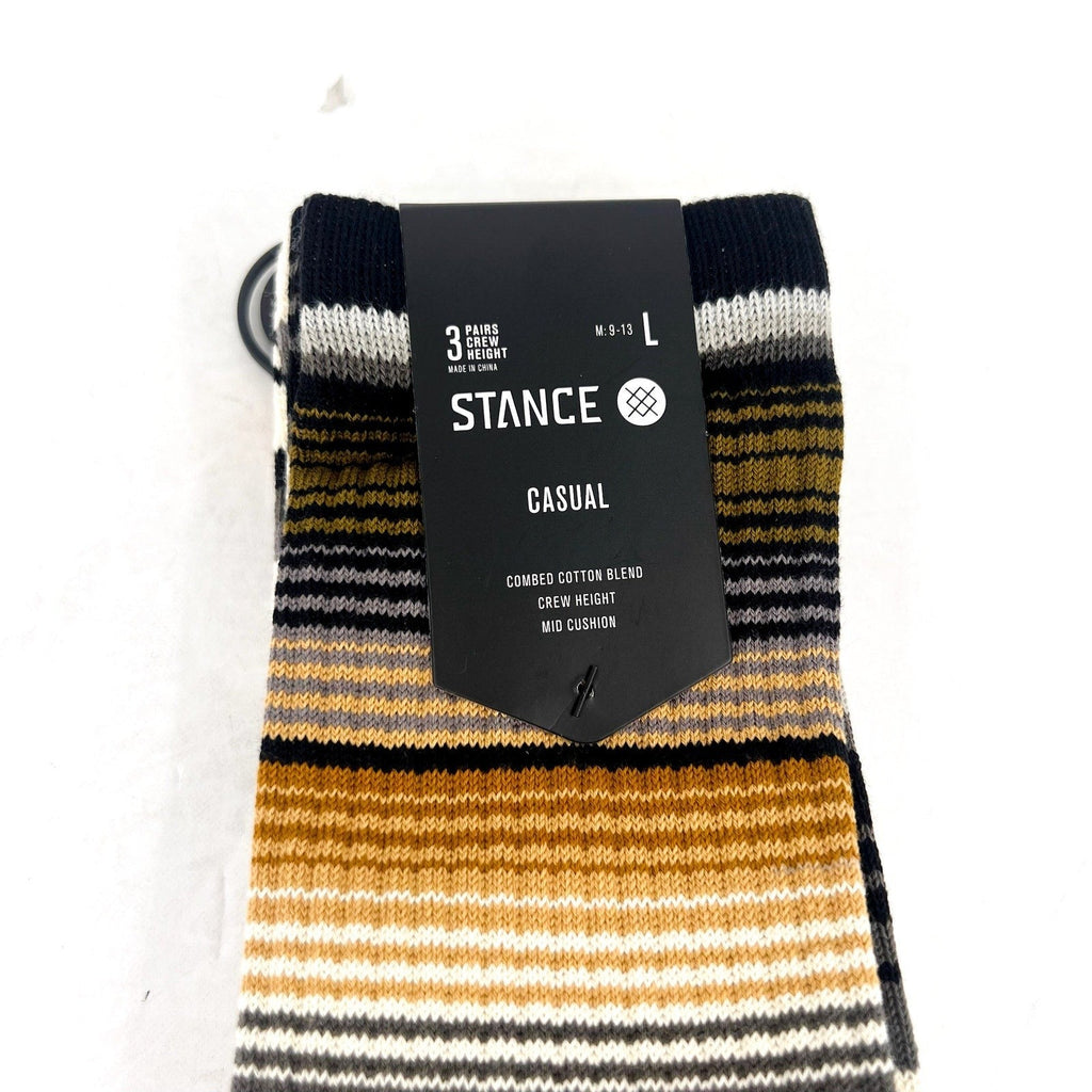 STANCE Men's Curren 3-Pack Hiking Crew Socks Large (9-13 ) Forest Striped NWT