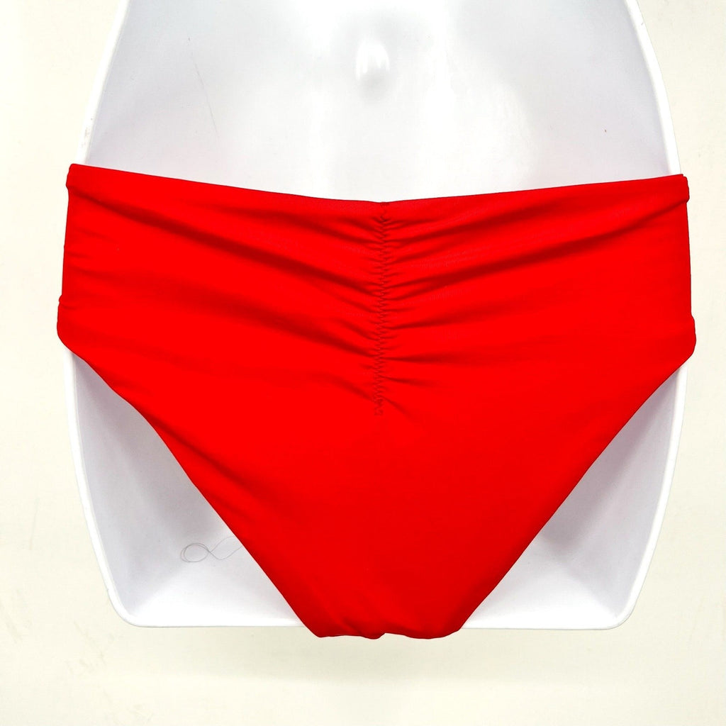 BECCA Women's Adela Ruched Hipster Bikini Bottom Small Fire Red NWT