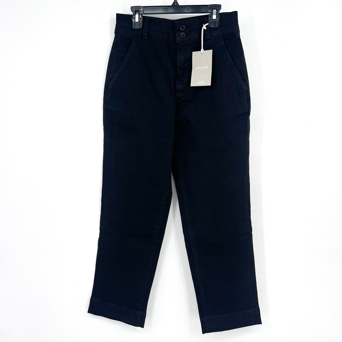 EVERLANE Women's The Organic Straight-Leg Pants Size 2 Black Utility Pockets NWT