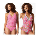 TOMMY BAHAMA Summer Floral Reversible Tankini Top Small Pink Gingham NWT